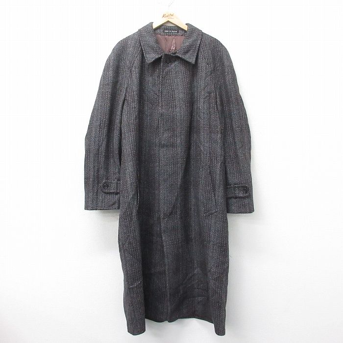 【商品番号】 ouwl25011156 【商品名】 L & starf;古着 長袖 ウール コート メンズ 90年代 90s ラグラン ツイード 大きいサイズ ロング丈 イングランド製 濃グレ