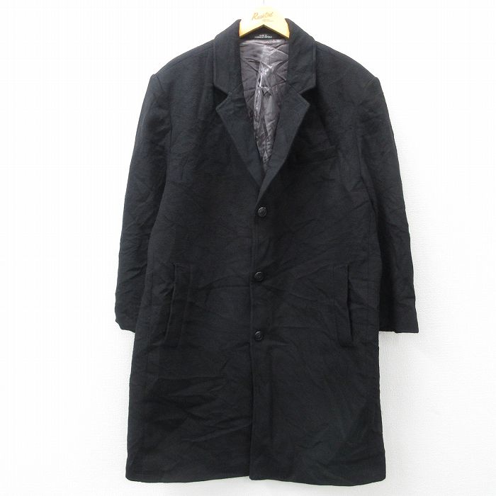 【商品番号】 ouwl25012998 【商品名】 L & starf;古着 長袖 ウール コート メンズ ロング丈 黒 【メンズ参考サイズ】 L 【表記サイズ】 なし 【実寸サイズ】 着丈（