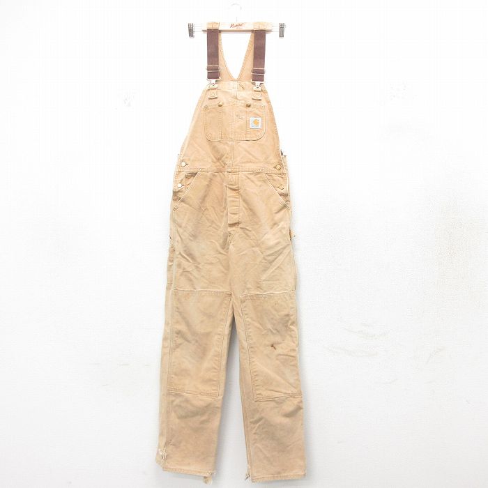【商品番号】 ova25011836 【商品名】 W34 & starf;古着 カーハート オーバーオール メンズ 90年代 90s ダブルニー ダック地 コットン USA製 茶 【表記サイズ