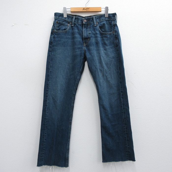 【商品番号】 pa51725042455 【商品名】 W32 & starf;古着 ジーンズ Levis リーバイス 527 メンズ ブーツカット ヒゲ コットン 紺 デニム 【表記サイズ】 