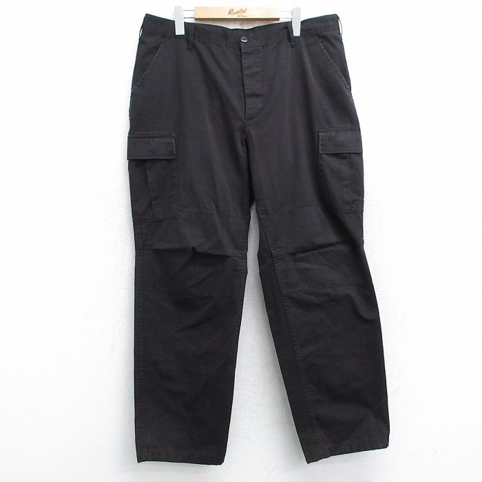 【商品番号】 pami25042344 【商品名】 W38 & starf;古着 ミリタリー カーゴ パンツ メンズ 黒 【表記サイズ】 L 【実寸サイズ】 ウエスト（腰まわり）96cm レン