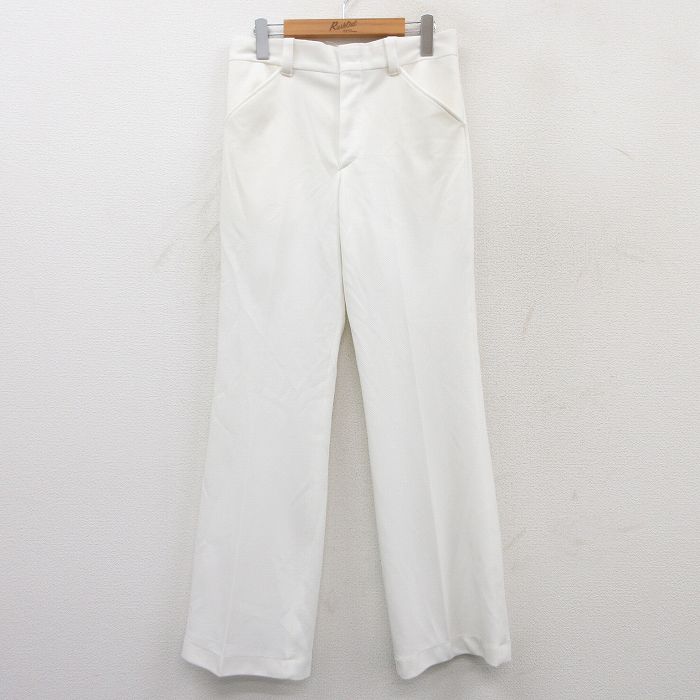 【商品番号】 par25030037 【商品名】 W31 & starf;古着 スラックス パンツ メンズ 80年代 80s タロン 白 【表記サイズ】 なし 【実寸サイズ】 ウエスト（腰まわ