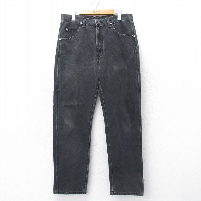 【商品番号】 par25030662 【商品名】 W34 & starf;古着 ラングラー ジーンズ メンズ 黒 デニム 【表記サイズ】 なし 【実寸サイズ】 ウエスト（腰まわり）86cm レ