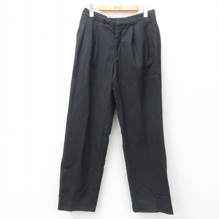 【商品番号】 par25031707 【商品名】 W30 & starf;古着 タウンクラフト スラックス パンツ メンズ 90年代 90s 黒 ストライプ 【表記サイズ】 なし 【実寸サイズ