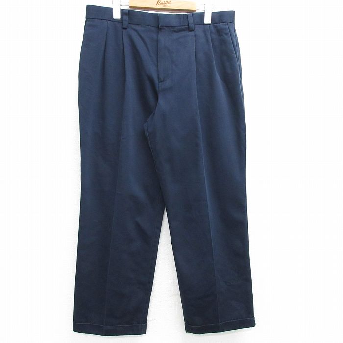 【商品番号】 par25031870 【商品名】 W35 & starf;古着 ドッカーズ スラックス パンツ メンズ コットン 紺 【表記サイズ】 W34 L29 【実寸サイズ】 ウエスト（