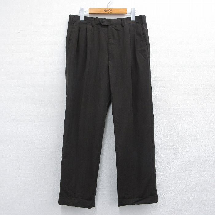 【商品番号】 par25032722 【商品名】 W32 & starf;古着 スラックス パンツ メンズ ウール 茶 【表記サイズ】 33 【実寸サイズ】 ウエスト（腰まわり）82cm レン