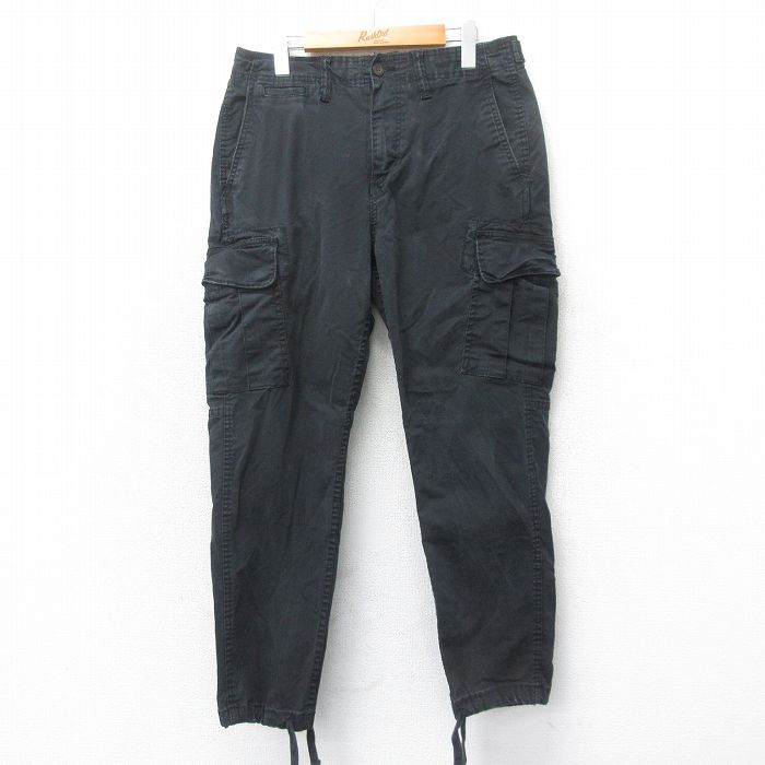 【商品番号】 par25033032 【商品名】 W32 & starf;古着 アメリカンイーグル カーゴ パンツ メンズ 黒 【表記サイズ】 W32 L30 【実寸サイズ】 ウエスト（腰まわ