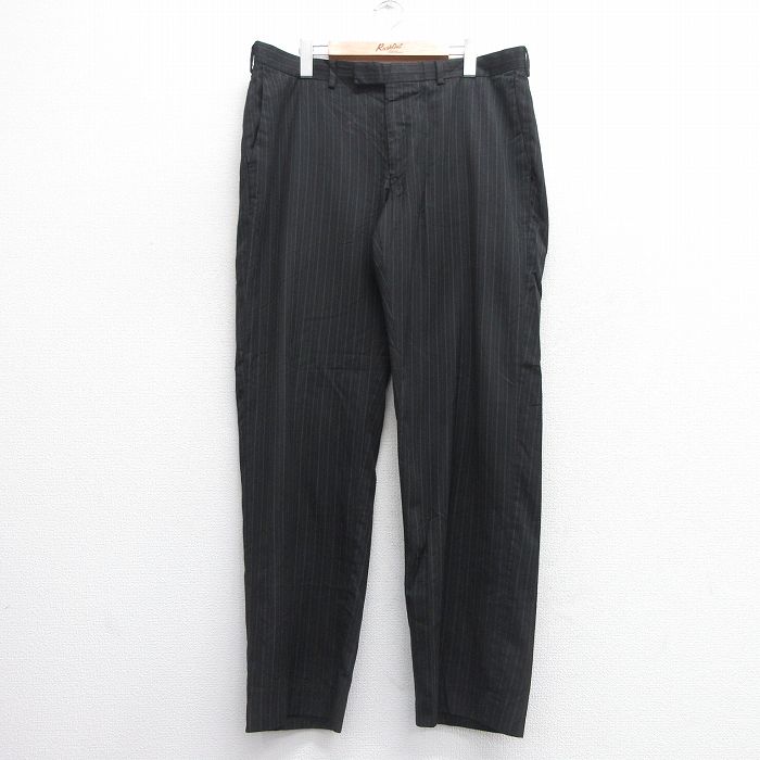 【商品番号】 par25033162 【商品名】 W36 & starf;古着 ペリーエリス スラックス パンツ メンズ 黒他 ストライプ 【表記サイズ】 W36 L32 【実寸サイズ】 ウエ