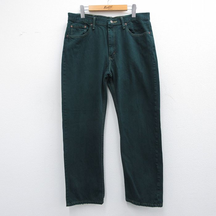 【商品番号】 par25033534 【商品名】 W33 & starf;古着 ラングラー ジーンズ メンズ コットン 緑 デニム 【表記サイズ】 34×30 【実寸サイズ】 ウエスト（腰まわ
