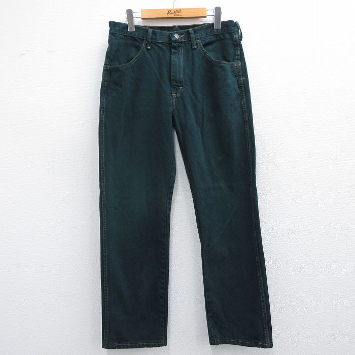 【商品番号】 par25033535 【商品名】 W31 & starf;古着 ラスラー ジーンズ メンズ 緑 デニム 【表記サイズ】 なし 【実寸サイズ】 ウエスト（腰まわり）80cm レン