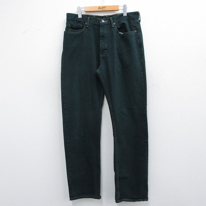 【商品番号】 par25033538 【商品名】 W33 & starf;古着 ラングラー ジーンズ メンズ コットン 緑 デニム 【表記サイズ】 35×34 【実寸サイズ】 ウエスト（腰まわ
