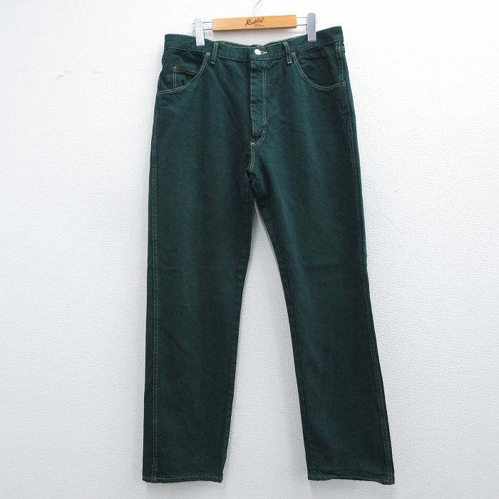 【商品番号】 par25033540 【商品名】 W33 & starf;古着 ラングラー ジーンズ メンズ コットン 緑 デニム 【表記サイズ】 36×32 【実寸サイズ】 ウエスト（腰まわ