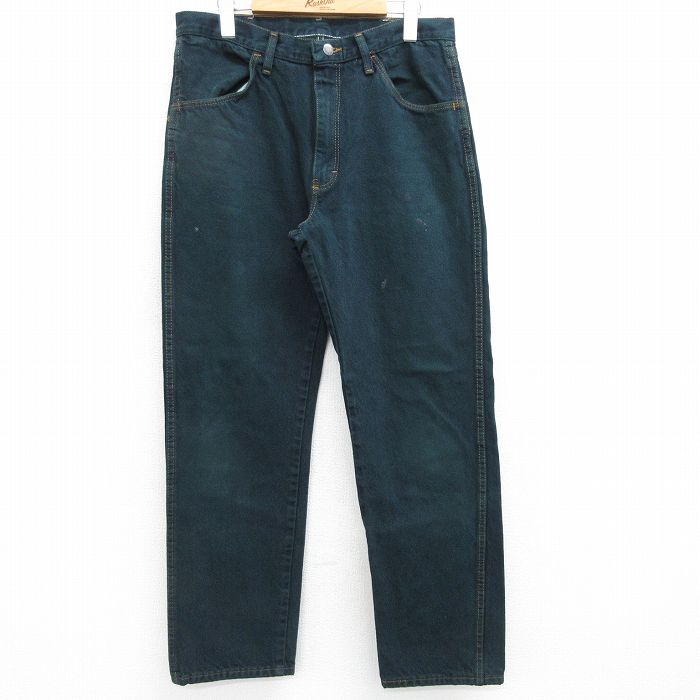 【商品番号】 par25040074 【商品名】 W34 & starf;古着 ラスラー ジーンズ メンズ コットン 緑 デニム 【表記サイズ】 W34 L32 【実寸サイズ】 ウエスト（腰ま