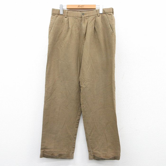 【商品番号】 par25040107 【商品名】 W33 & starf;古着 ドッカーズ パンツ メンズ 00年代 00s リネン 濃ベージュ 【表記サイズ】 なし 【実寸サイズ】 ウエスト