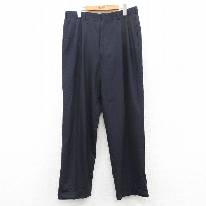 【商品番号】 par25041206 【商品名】 W35 & starf;古着 スラックス パンツ メンズ 80年代 80s ウール タロン 紺 【表記サイズ】 41、35 【実寸サイズ】 ウ