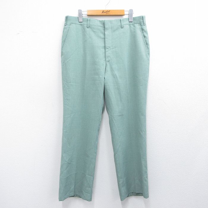 【商品番号】 par25041484 【商品名】 W34 & starf;古着 スラックス パンツ メンズ 80年代 80s 薄緑 【表記サイズ】 なし 【実寸サイズ】 ウエスト（腰まわり）8