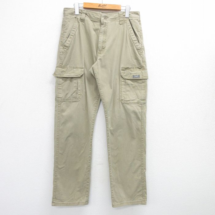 【商品番号】 par25042155 【商品名】 W33 & starf;古着 ラングラー カーゴ パンツ メンズ 薄緑 【表記サイズ】 W32 L34 【実寸サイズ】 ウエスト（腰まわり）8