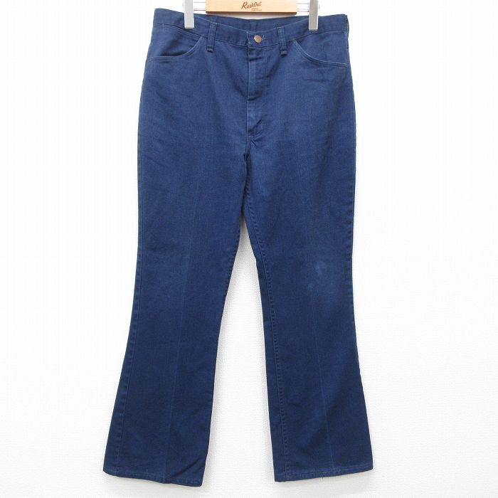 【商品番号】 par25043223 【商品名】 W35 & starf;古着 ラングラー パンツ メンズ 80年代 80s ブーツカット フレア タロン 紺【spe】 【表記サイズ】 なし 