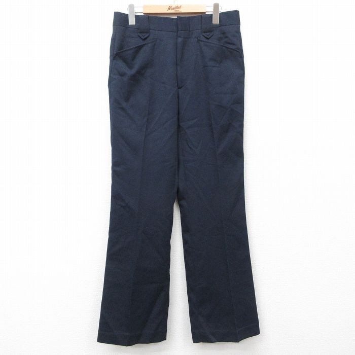 【商品番号】 par25043225 【商品名】 W33 & starf;古着 パンツ メンズ 80年代 80s ブーツカット フレア USA製 紺 【表記サイズ】 なし 【実寸サイズ】 ウエ