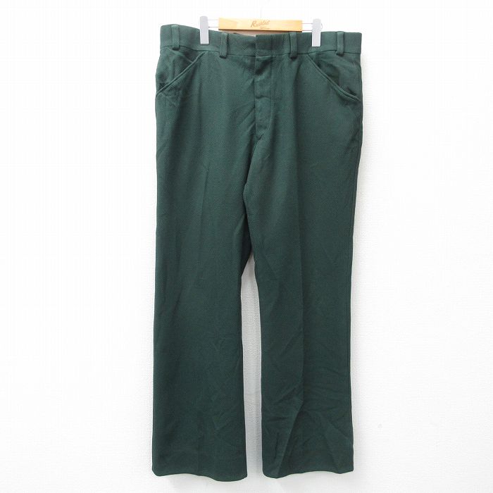【商品番号】 par25043606 【商品名】 W40 & starf;古着 スラックス パンツ メンズ 80年代 80s 大きいサイズ 緑 【表記サイズ】 なし 【実寸サイズ】 ウエスト（