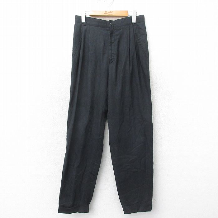 【商品番号】 par25044325 【商品名】 W30 & starf;古着 パンツ メンズ 90年代 90s リネン 黒 【表記サイズ】 32 【実寸サイズ】 ウエスト（腰まわり）76cm
