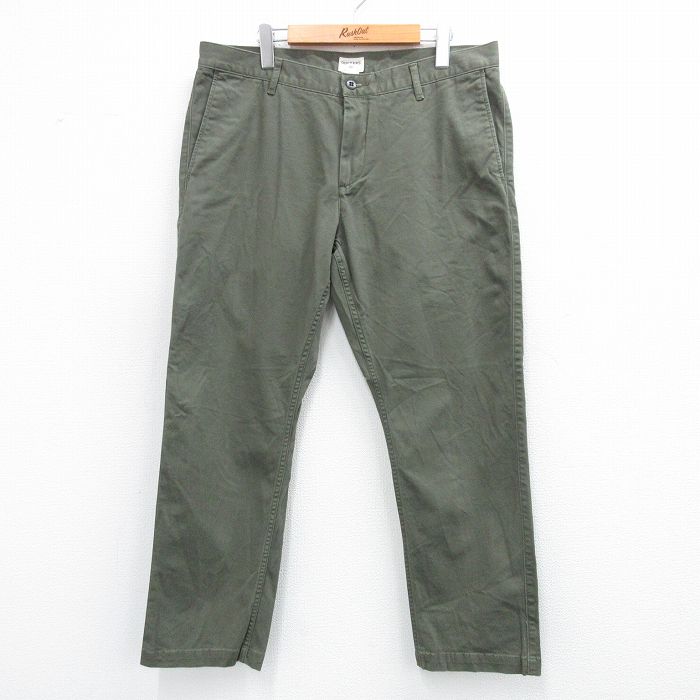 【商品番号】 par25052614 【商品名】 W36 & starf;古着 ドッカーズ パンツ メンズ ワンポイントロゴ 濃緑系 【表記サイズ】 W36 L29 【実寸サイズ】 ウエスト（