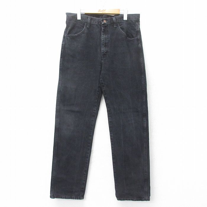 【商品番号】 par25052639 【商品名】 W34 & starf;古着 ラスラー ジーンズ メンズ コットン 黒 デニム 【表記サイズ】 34×32 【実寸サイズ】 ウエスト（腰まわり
