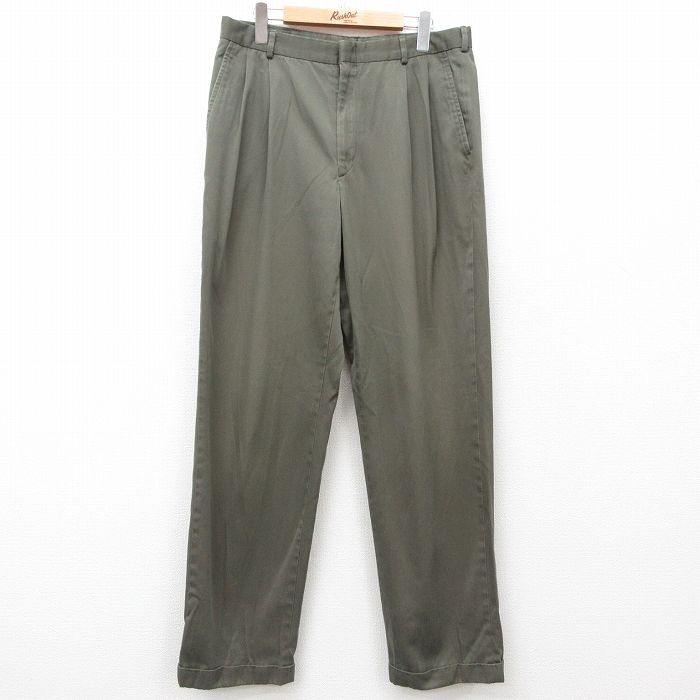 【商品番号】 par25053104 【商品名】 W34 & starf;古着 ランズエンド スラックス パンツ メンズ 00年代 00s 濃緑 【表記サイズ】 W34 【実寸サイズ】 ウエス