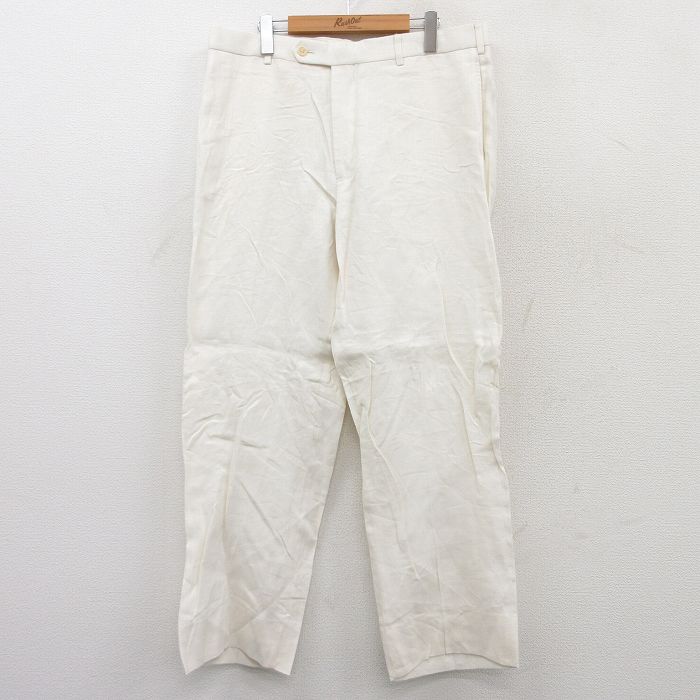 【商品番号】 par25054309 【商品名】 W37 & starf;古着 ブルックスブラザーズ ブランド スラックス パンツ メンズ 00年代 00s リネン 白 【表記サイズ】 W38