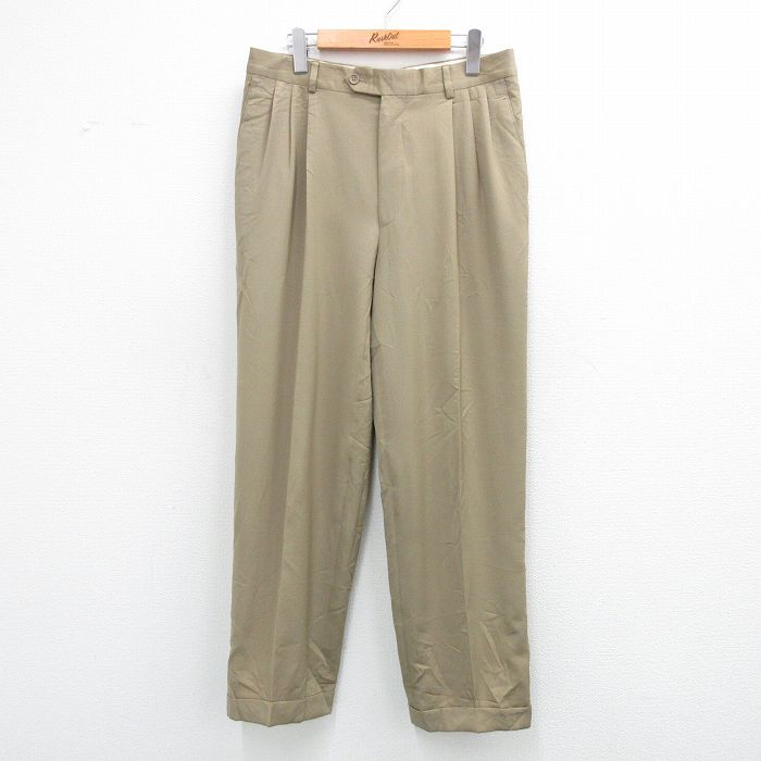 【商品番号】 par25061625 【商品名】 W32 & starf;古着 パンツ メンズ 90年代 90s ウール 濃ベージュ 【表記サイズ】 W32 【実寸サイズ】 ウエスト（腰まわり