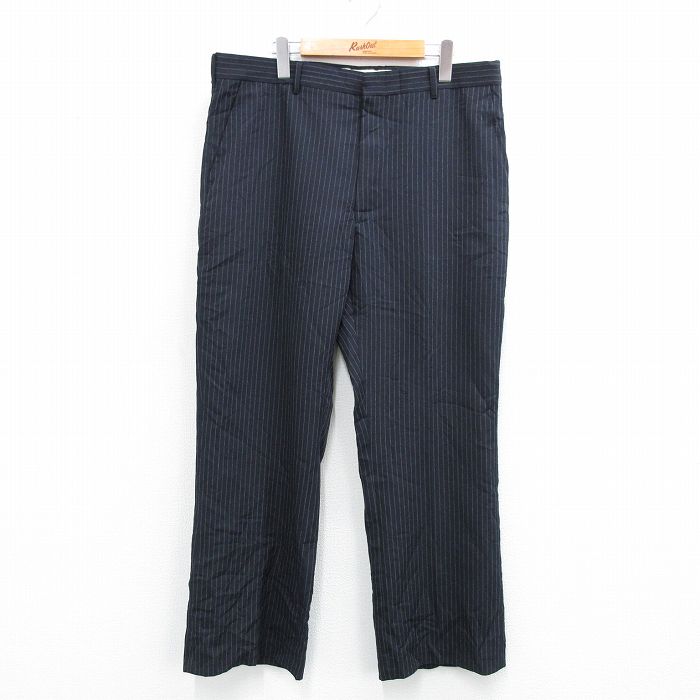 【商品番号】 par25061630 【商品名】 W38 & starf;古着 スラックス パンツ メンズ 80年代 80s USA製 タロン 黒他 ストライプ 【表記サイズ】 なし 【実寸サ
