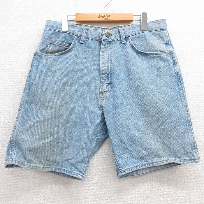 【商品番号】 pas23031776 【商品名】 W34 & starf;古着 ラングラー ショート パンツ ショーツ メンズ 90年代 90s コットン USA製 紺 デニム 【表記サイズ】