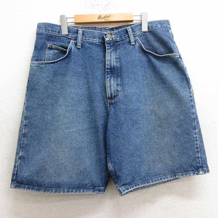 【商品番号】 pas24032690 【商品名】 W37 & starf;古着 ラングラー ショート パンツ ショーツ メンズ コットン 紺 デニム 【表記サイズ】 W36 【実寸サイズ】 ウ