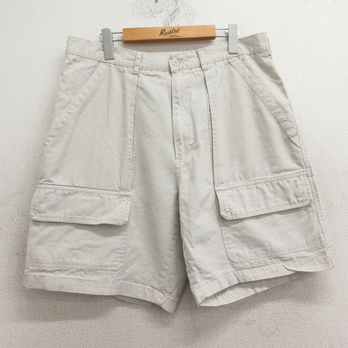 【商品番号】 pas24033488 【商品名】 W36 & starf;古着 ルート66 ショート カーゴ ブッシュ パンツ ショーツ メンズ 00年代 00s ダック地 薄ベージュ 【表記
