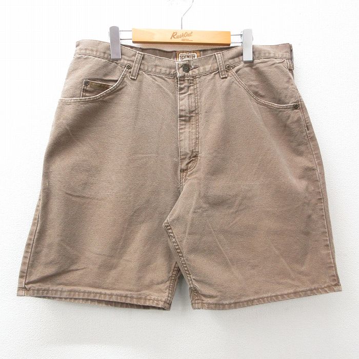 【商品番号】 pas24060419 【商品名】 W37 & starf;古着 ショート パンツ ショーツ メンズ ダック地 コットン 茶 デニム 【表記サイズ】 W36 【実寸サイズ】 ウエ