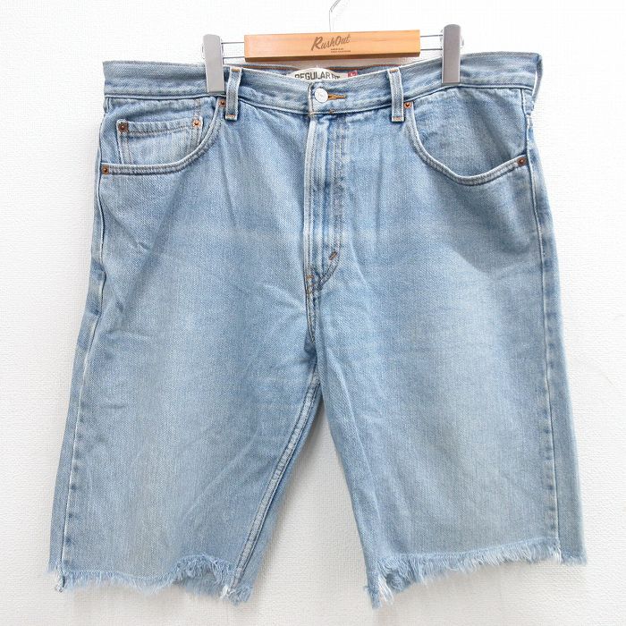 【商品番号】 pas24072310 【商品名】 W39 & starf;古着 リーバイス Levis 505 ショート パンツ ショーツ メンズ ヒゲ コットン 紺 デニム 【表記サイズ】 