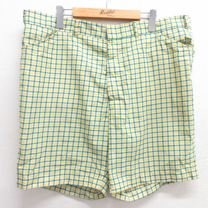 【商品番号】 pas25031164 【商品名】 W38 & starf;古着 ショート パンツ ショーツ メンズ 80年代 80s タロン 緑他 チェック 【表記サイズ】 なし 【実寸サイズ