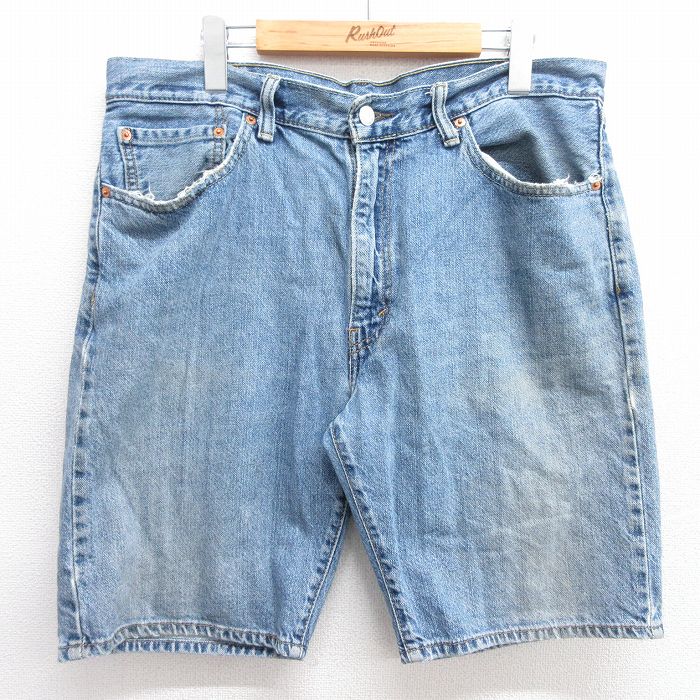 【商品番号】 pas25031168 【商品名】 W36 & starf;古着 リーバイス Levis 505 ショート パンツ ショーツ メンズ コットン 紺 デニム 【表記サイズ】 W36