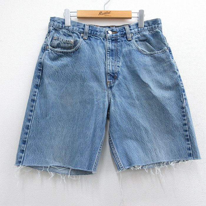 【商品番号】 pas25031386 【商品名】 W33 & starf;古着 ショート パンツ ショーツ メンズ コットン 紺 デニム 【表記サイズ】 W34 L34 【実寸サイズ】 ウエス