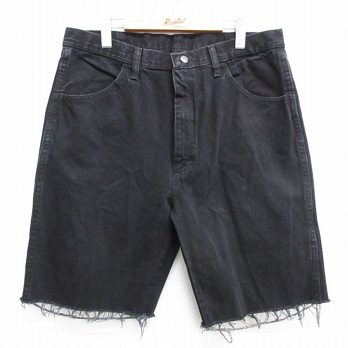 【商品番号】 pas25031464 【商品名】 W35 & starf;古着 ラスラー ショート パンツ ショーツ メンズ コットン 黒 デニム 【表記サイズ】 W36 L36 【実寸サイズ