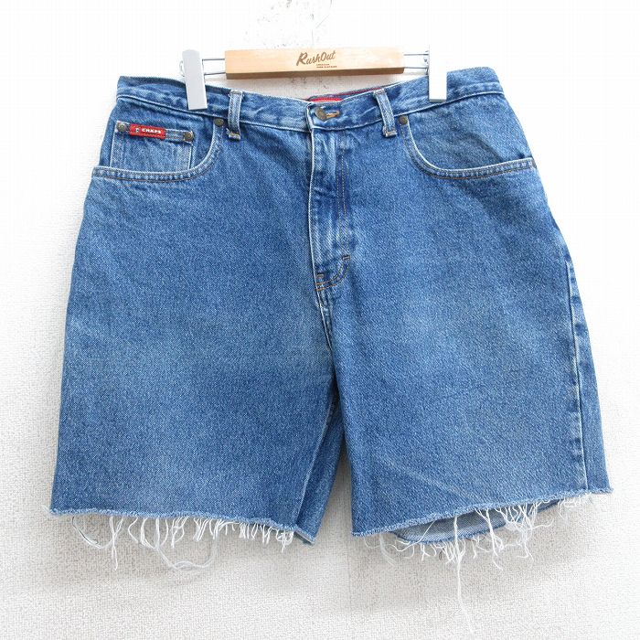 【商品番号】 pas25031902 【商品名】 W35 & starf;古着 チャップス ショート パンツ ショーツ メンズ コットン 紺 デニム 【表記サイズ】 W34 L34 【実寸サイ