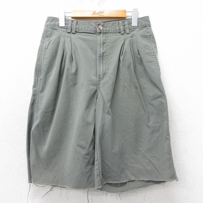 【商品番号】 pas25032183 【商品名】 W30 & starf;古着 ショート パンツ ショーツ メンズ 80年代 80s コットン タロン 濃緑 【表記サイズ】 W32 【実寸サイ