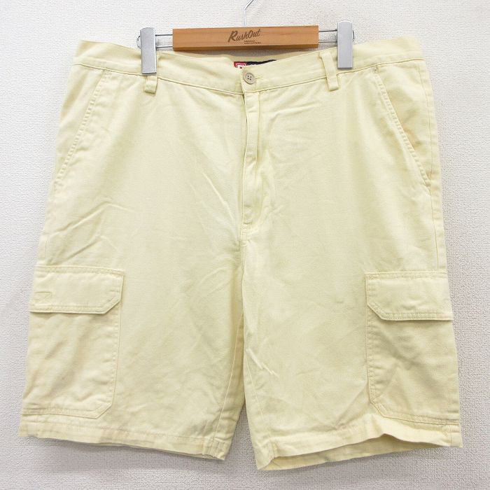 【商品番号】 pas25032603 【商品名】 W36 & starf;古着 チャップス ショート カーゴ パンツ ショーツ メンズ 90年代 90s コットン 黄 【表記サイズ】 36 【