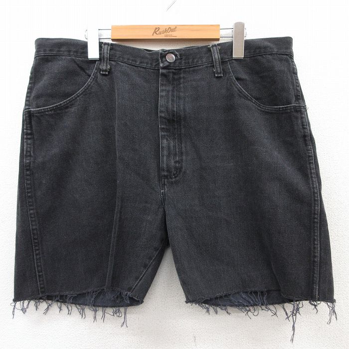 【商品番号】 pas25032606 【商品名】 W38 & starf;古着 ラスラー ショート パンツ ショーツ メンズ コットン 黒 デニム 【表記サイズ】 W38 L32 【実寸サイズ