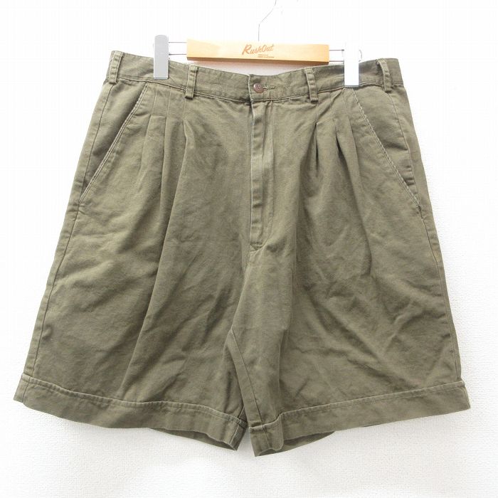 【商品番号】 pas25033133 【商品名】 W33 & starf;古着 ショート パンツ ショーツ メンズ コットン 緑 【表記サイズ】 34 【実寸サイズ】 ウエスト（腰まわり）84