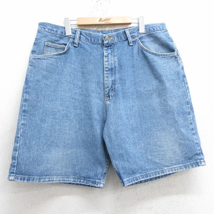 【商品番号】 pas25033769 【商品名】 W39 & starf;古着 ラングラー ショート パンツ 大きいサイズ コットン 紺 デニム 【表記サイズ】 38 【実寸サイズ】 ウエスト