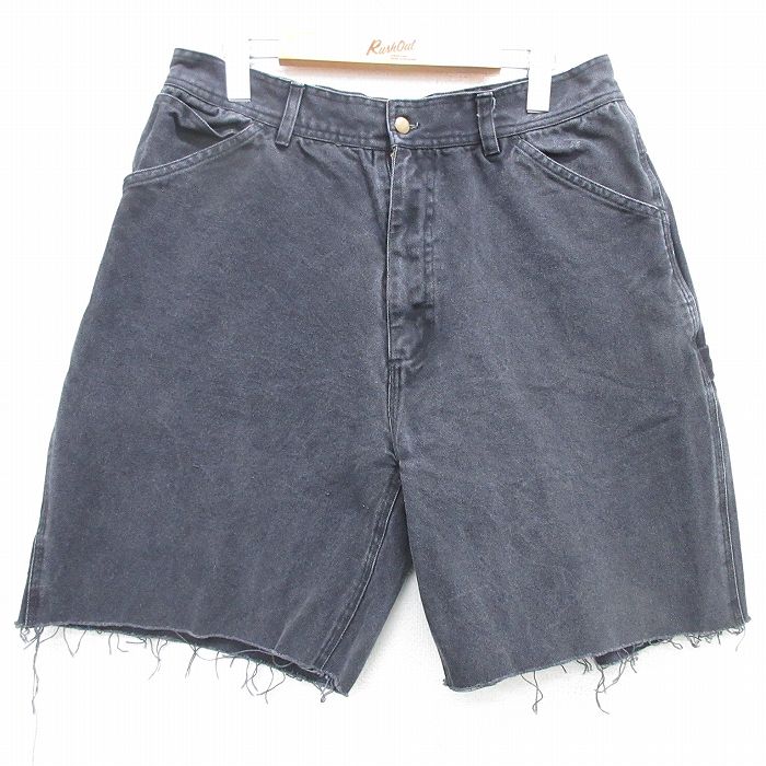 【商品番号】 pas25041071 【商品名】 W33 & starf;古着 ショート ペインター パンツ ショーツ メンズ ダック地 コットン 黒 デニム 【表記サイズ】 W36 L34 