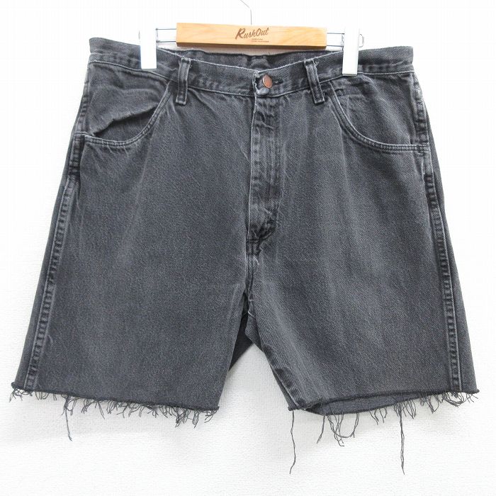 【商品番号】 pas25041073 【商品名】 W36 & starf;古着 ラスラー ショート パンツ ショーツ メンズ コットン 黒 デニム 【表記サイズ】 W36 L34 【実寸サイズ