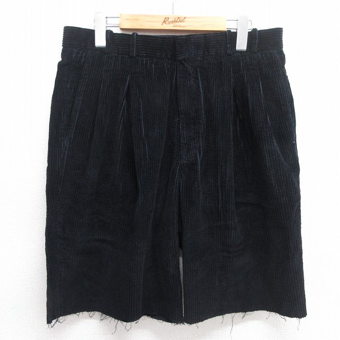【商品番号】 pas25041248 【商品名】 W34 & starf;古着 ショート コーデュロイ パンツ ショーツ メンズ 80年代 80s 太畝 コットン 黒【spe】 【表記サイズ】