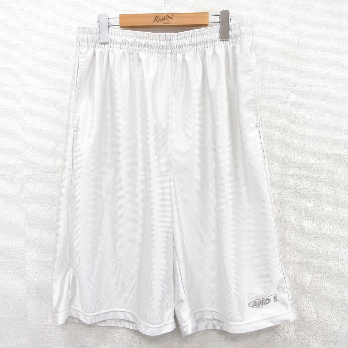【商品番号】 pas25041339 【商品名】 W34 & starf;古着 ハーフ トレーニング パンツ ショーツ メンズ AND1 白 【表記サイズ】 XL 【実寸サイズ】 ウエスト（腰